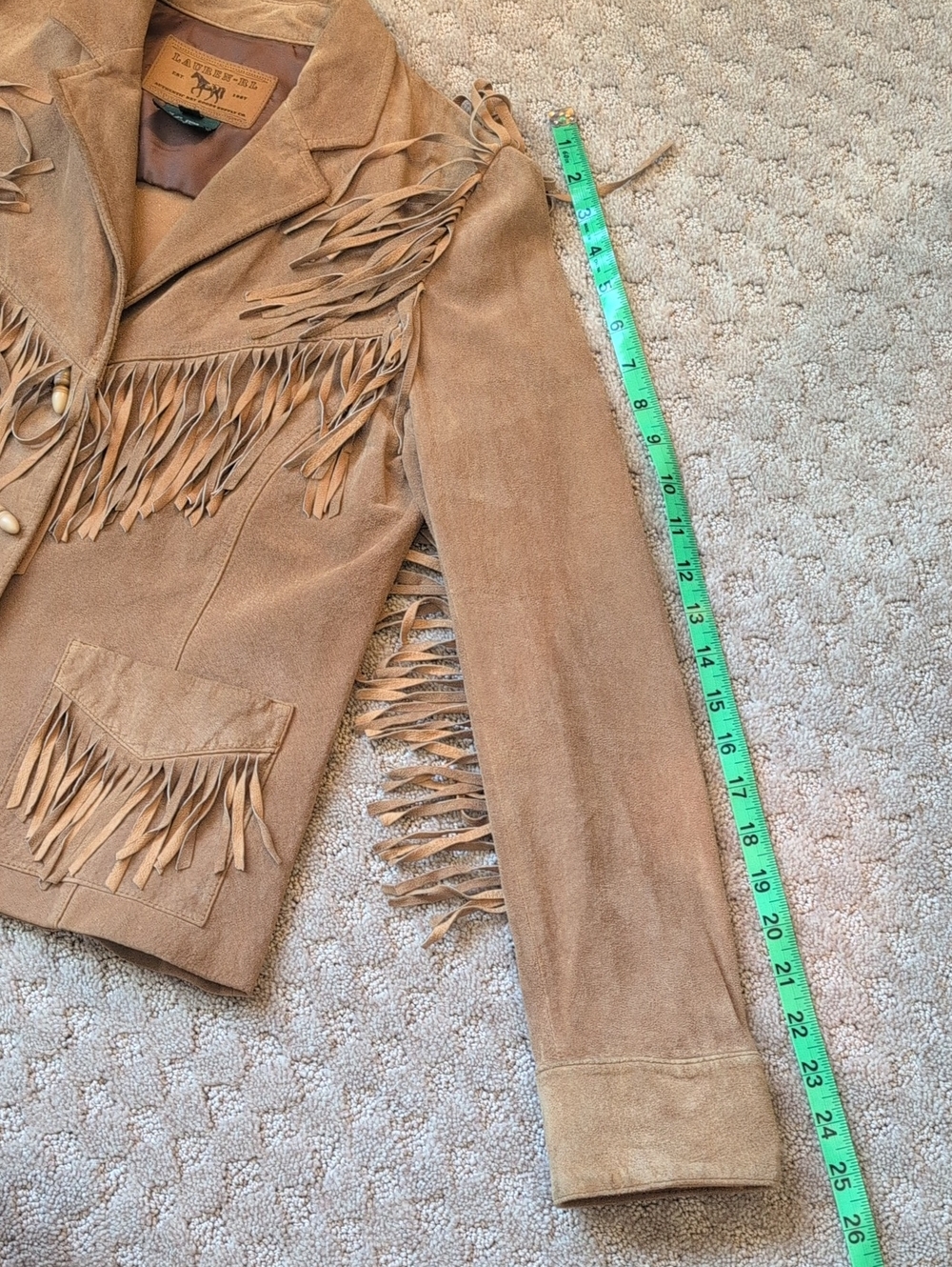 Vintage Ralph Lauren Tan Suede Fringe Leather Jacket - Picture 6 of 13